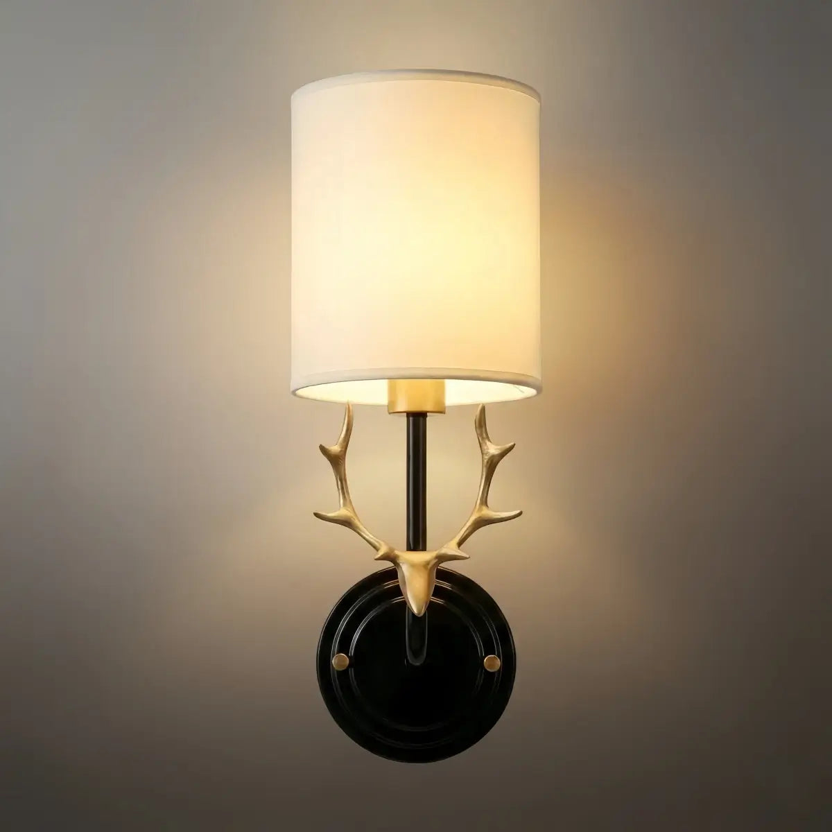 Art Deco Wall Lamp — Brass & Linen White